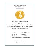 Khóa luận tốt nghiệp Ngân hàng: Phát triển hoạt động cho vay khách hàng cá nhân tại Ngân hàng Thương mại cổ phần Á Châu - Chi nhánh Đông Đô