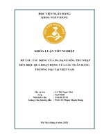 Khóa luận tốt nghiệp Ngân hàng: Tác động của đa dạng hóa thu nhập đến hiệu quả hoạt động của các ngân hàng thương mại tại Việt Nam