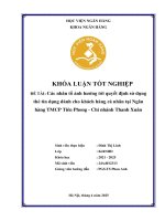 Khóa luận tốt nghiệp Ngân hàng: Các nhân tố ảnh hưởng tới quyết định sử dụng thẻ tín dụng dành cho khách hàng cá nhân tại Ngân hàng TMCP Tiên Phong - Chi nhánh Thanh Xuân