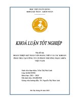 Khóa luận tốt nghiệp Kế toán kiểm toán: Hoàn thiện kế toán vốn bằng tiền và các khoản phải trả tại Công ty Cổ phần Thương mại Carpa Việt Nam