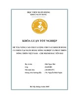 Khóa luận tốt nghiệp Ngân hàng: Nâng cao chất lượng cho vay khách hàng cá nhân tại Ngân hàng Nông nghiệp và Phát triển Nông thôn Việt Nam - Chi nhánh Bắc Yên Bái
