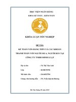 Khóa luận tốt nghiệp Kế toán kiểm toán: Kế toán vốn bằng tiền và các khoản thanh toán với người mua, người bán tại Công ty TNHH Minh Luật