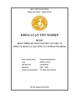 Khóa luận tốt nghiệp Kế toán kiểm toán: Hoàn thiện kế toán nguyên vật liệu và công cụ dụng cụ tại Công ty Cổ phần Núi Hồng