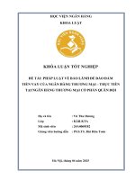 Khóa luận tốt nghiệp Luật học: Pháp luật về bảo lãnh để bảo đảm tiền vay của ngân hàng thương mại - Thực tiễn tại Ngân hàng thương mại cổ phần Quân đội