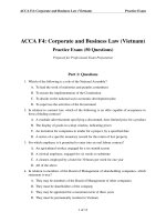 Bộ câu hỏi trắc nghiệm Đề số 1 môn f4 acca corporate and business law