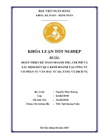 Khóa luận tốt nghiệp Kế toán kiểm toán: Hoàn thiện kế toán doanh thu, chi phí và xác định kết quả kinh doanh tại Công ty Cổ phần Tư vấn Đầu tư Hạ tầng và Dịch vụ