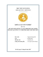 Khóa luận tốt nghiệp Kế toán kiểm toán: Kế toán bán hàng và xác định kết quả kinh doanh tại Công ty TNHH Phụ kiện nội thất HPT