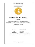 Khóa luận tốt nghiệp Luật học: Bồi thường thiệt hại ngoài hợp đồng - Thực tiễn tại Tòa án Nhân dân quận Hà Đông, thành phố Hà Nội