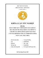 Khóa luận tốt nghiệp Kế toán kiểm toán: Hoàn thiện quy trình kiểm toán khoản mục doanh thu hoạt động tài chính và chi phí tài chính trong kiểm toán báo cáo tài chính do Công ty TNHH Hãng Kiểm toán AASC thực hiện