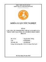 Khóa luận tốt nghiệp Quản trị kinh doanh: Các yếu tố ảnh hưởng tới sự gắn kết của nhân viên tại Công ty Cổ phần Phần mềm BRAVO