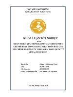 Khóa luận tốt nghiệp Kế toán kiểm toán: Hoàn thiện quy trình kiểm toán khoản mục chi phí hoạt động trong kiểm toán báo cáo tài chính của Công ty TNHH Kiểm toán Quốc tế (iCPA) thực hiện