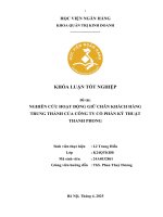 Khóa luận tốt nghiệp Quản trị kinh doanh: Nghiên cứu hoạt động giữ chân khách hàng trung thành của Công ty Cổ phần Kỹ thuật Thanh Phong
