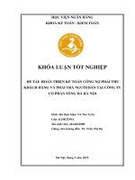 Khóa luận tốt nghiệp Kế toán kiểm toán: Hoàn thiện kế toán công nợ phải thu khách hàng và phải trả người bán tại Công ty cổ phần Sông Đà Hà Nội