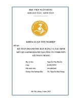 Khóa luận tốt nghiệp Kế toán kiểm toán: Kế toán doanh thu bán hàng và xác định kết quả kinh doanh tại Công ty TNHH MTV Gỗ Toàn Thắng