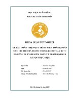 Khóa luận tốt nghiệp Kế toán kiểm toán: Hoàn thiện quy trình kiểm toán khoản mục chi phí trả trước trong kiểm toán BCTC do Công ty TNHH Kiểm toán và Thẩm định giá Hà Nội thực hiện