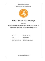Khóa luận tốt nghiệp Quản trị kinh doanh: Hoàn thiện hoạt động bán hàng của Công ty TNHH Thương mại xuất nhập khẩu Fani
