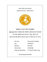 Khóa luận tốt nghiệp Kế toán kiểm toán: Hoàn thiện kiểm soát nội bộ về chu trình bán hàng - thu tiền tại Nhà máy bê tông Amaccao - chi nhánh Công ty CP AVIA