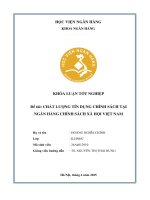 Khóa luận tốt nghiệp Ngân hàng: Chất lượng tín dụng chính sách tại Ngân hàng Chính sách Xã hội Việt Nam