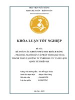 Khóa luận tốt nghiệp Kế toán kiểm toán: Kế toán công nợ phải thu khách hàng phải trả người bán và phân tích khả năng thanh toán tại Công ty TNHH Tư vấn và Đầu tư quốc tế Thiên Hà
