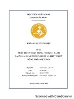 Khóa luận tốt nghiệp Ngân hàng: Phát triển hoạt động tín dụng xanh tại Ngân hàng Nông nghiệp và Phát triển nông thôn Việt Nam