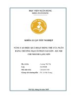 Khóa luận tốt nghiệp Ngân hàng: Nâng cao hiệu quả hoạt động thẻ của Ngân hàng Thương mại cổ phần Sài Gòn - Hà Nội chi nhánh Lạng Sơn