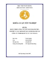 Khóa luận tốt nghiệp Kế toán kiểm toán: Kế toán doanh thu, chi phí cung cấp dịch vụ và xác định kết quả kinh doanh dịch vụ tại Công ty TNHH Dịch vụ và Tư vấn VINATA