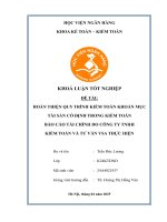 Khóa luận tốt nghiệp Kế toán kiểm toán: Hoàn thiện quy trình kiểm toán khoản mục tài sản cố định trong kiểm toán báo cáo tài chính do Công ty TNHH Kiểm toán và Tư vấn VSA thực hiện