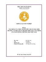 Khóa luận tốt nghiệp Ngân hàng: Tác động của thực hành tiêu chuẩn ESG (Môi trường - Xã hội - Quản trị) đến hiệu quả tài chính của ngân hàng thương mại Việt Nam