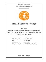 Khóa luận tốt nghiệp Quản trị kinh doanh: Nghiên cứu các nhân tố ảnh hưởng đến sự hài lòng của khách hàng về chất lượng dịch vụ tại Khách sạn Hoa Hồng