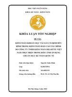 Khóa luận tốt nghiệp Kế toán kiểm toán: Kiểm toán khoản mục tài sản cố định hữu hình trong kiểm toán báo cáo tài chính do Công ty TNHH Kiểm toán Deloitte Việt Nam thực hiện trong bối cảnh áp dụng chuẩn mực kế toán quốc tế