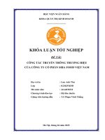 Khóa luận tốt nghiệp Quản trị kinh doanh: Thực trạng công tác truyền thông thương hiệu của Công ty Cổ phần Siba Food Việt Nam
