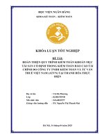 Khóa luận tốt nghiệp Kế toán kiểm toán: Hoàn thiện quy trình kiểm toán khoản mục tài sản cố định trong kiểm toán báo cáo tài chính do Công ty TNHH Kiểm toán và Tư vấn thuế Việt Nam thực hiện
