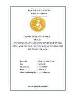 Khóa luận tốt nghiệp Ngân hàng: Tác động của chất lượng tín dụng đến khả năng sinh lời của các ngân hàng thương mại cổ phần Việt Nam