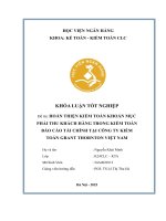 Khóa luận tốt nghiệp Kế toán kiểm toán: Hoàn thiện kiểm toán khoản mục phải thu khách hàng trong kiểm toán báo cáo tài chính tại Công ty Kiểm toán Grant Thornton Việt Nam