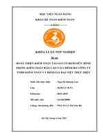 Khóa luận tốt nghiệp Kế toán kiểm toán: Hoàn thiện kiểm toán khoản mục tài sản cố định hữu hình trong kiểm toán báo cáo tài chính do Công ty TNHH Kiểm toán và Định giá Đại Việt thực hiện