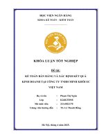 Khóa luận tốt nghiệp Luật học: Kế toán bán hàng và xác định kết quả kinh doanh tại Công ty TNHH Minh Khôi EC Việt Nam