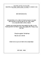 tóm tắt ẢNH HƯỞNG CỦA VIỆC SỬ DỤNG MẠNG XÃ HỘI ĐẾN HÀNH VI LỆCH CHUẨN TỪ GÓC NHÌN CỦA THANH NIÊN CÔNG NHÂN Nghiên cứu trường hợp khu công nghiệp Tây Bắc Củ Chi, Thành phố Hồ Chí Minh 