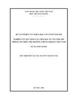 Đề tài nghiên cứu khoa học cấp Cơ sở: Nghiên cứu kỳ vọng của nhà đầu tư về công bố thông tin trên thị trường chứng khoán Việt Nam