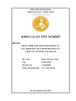 Khóa luận tốt nghiệp Kế toán kiểm toán: Hoàn thiện kế toán bán hàng và xác định kết quả hoạt động kinh doanh tại Công ty cổ phần Lilama 10