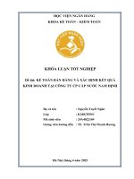 Khóa luận tốt nghiệp Kế toán kiểm toán: Kế toán bán hàng và xác định kết quả kinh doanh tại Công ty CP Cấp nước Nam Định