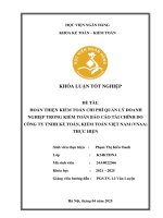 Khóa luận tốt nghiệp Kế toán kiểm toán: Hoàn thiện kiểm toán chi phí quản lý doanh nghiệp trong kiểm toán báo cáo tài chính do Công ty TNHH Kế toán, Kiểm toán Việt Nam (VNAA) thực hiện