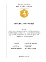 Khóa luận tốt nghiệp Kế toán kiểm toán: Hoàn thiện kiểm soát nội bộ trong hoạt động phát hành thẻ tín dụng của khách hàng cá nhân tại Ngân hàng Thương mại Cổ phần Quân đội – Chi nhánh Sở Giao dịch I