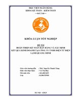 Khóa luận tốt nghiệp Kế toán kiểm toán: Kế toán bán hàng và xác định kết quả kinh doanh tại Công ty TNHH Điện tử Điện lạnh Quang Minh