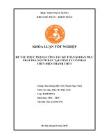 Khóa luận tốt nghiệp Kế toán kiểm toán: Thực trạng công tác kế toán khoản mục phải trả người bán tại Công ty cổ phần Thủy điện Thanh Thủy