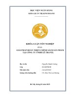 Khóa luận tốt nghiệp Quản trị kinh doanh: Giải pháp hoàn thiện chính sách sản phẩm tại Công ty TNHH Lê Travel
