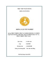 Khóa luận tốt nghiệp Ngân hàng: Phát triển cho vay khách hàng cá nhân tại Ngân hàng Thương mại cổ phần Đầu tư và Phát triển Việt Nam