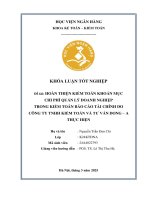 Khóa luận tốt nghiệp Kế toán kiểm toán: Hoàn thiện quy trình kiểm toán chi phí quản lý doanh nghiệp trong kiểm toán báo cáo tài chính do Công ty TNHH Kiểm toán và Tư vấn Dong – A thực hiện