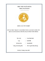 Khóa luận tốt nghiệp Ngân hàng: Thực trạng và giải pháp nâng cao chất lượng tín dụng tại Ngân hàng Thương mại cổ phần Tiên Phong