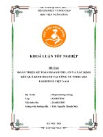 Khóa luận tốt nghiệp Kế toán kiểm toán: Hoàn thiện kế toán doanh thu, chi phí và xác định kết quả kinh doanh tại Công ty TNHH ADZ Logistics Việt Nam