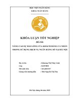 Khóa luận tốt nghiệp Ngân hàng: Nâng cao sự hài lòng của khách hàng cá nhân trong sử dụng dịch vụ ngân hàng số tại Hà Nội